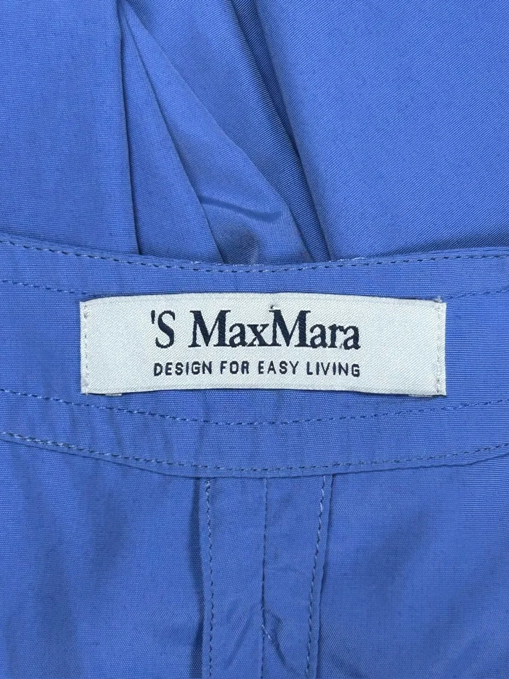 ’S MaxMara Belted Midi Shirt Dress Size 6 Blue Pockets Button Front Preppy - Picture 14 of 16